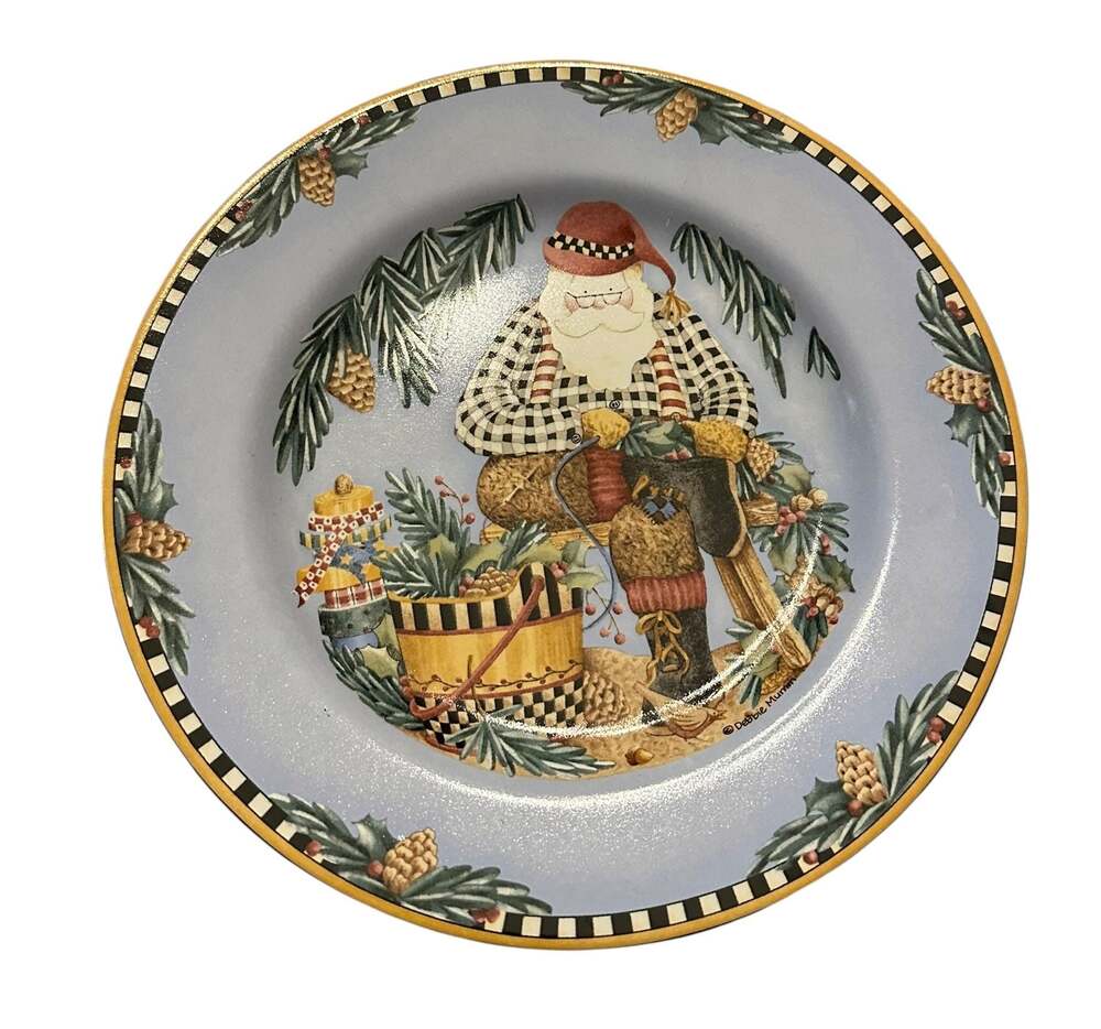 Debbie Mumm Woodland Santa Sakura Stoneware Salad Dessert Plate 8.5 Inch
